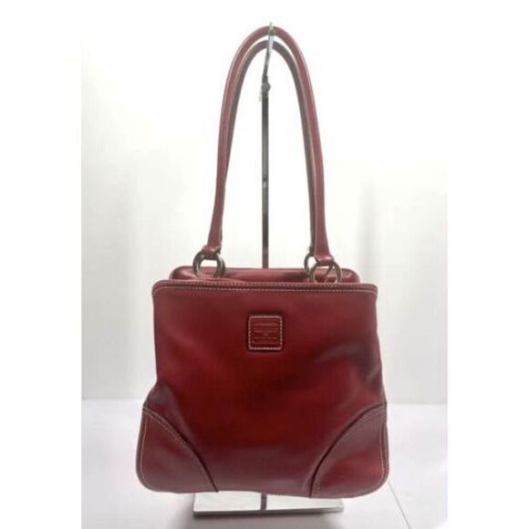 Liz Claiborne Vinyl Red (Leather) Shoulder Handbag Tri Compartment Excellent! - Picture 1 of 9